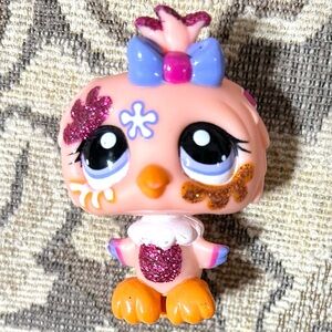 Littlest Pet Shop Owl 2345 Shimmer ‘n Shine Pets Sparkle Glitter Purple Eyes.